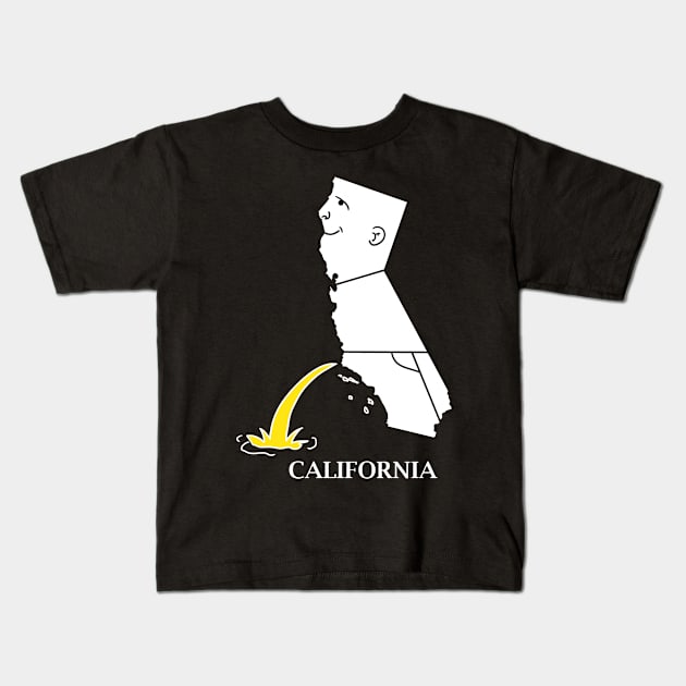 A funny map of California Kids T-Shirt by percivalrussell